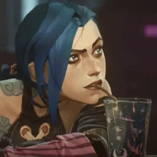 🌀 bc4bb276 Jinx Arcane Anime, Cartoon, blaue Haare, Charakter, Mädchen telegram sticker