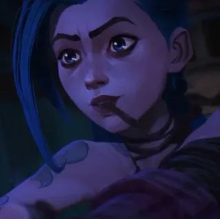 🌀 ee10655c Jinx Arcane Anime, Mädchen, blaue Haare, Cartoon, League of Legends, Powder telegram sticker