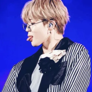 〰 ba071bd0 Jimin kpop, idol, penyanyi, kacamata, rambut pirang, penampilan, panggung telegram sticker