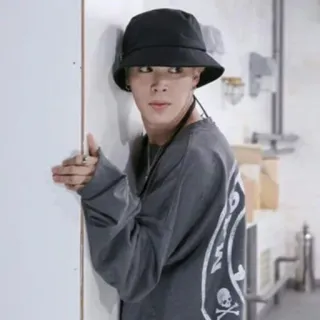 🦋 7e7bc6c8 Person, Hut, Innenbereich, Grau, Kleidung, Bucket Hat whatsapp sticker