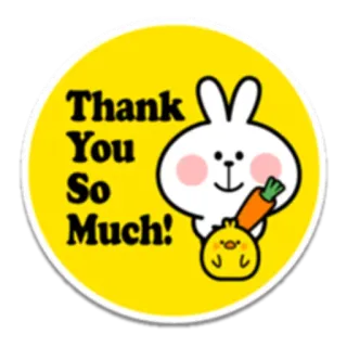 ☺️ 083e267f Thank You So Much! 감사합니다, 토끼, 토끼, 닭, 당근, 귀여운, 스티커 telegram sticker