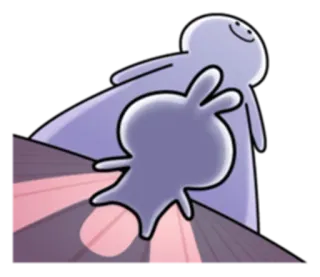 😨 0eae468f 스티커, 만화, 귀여운, 캐릭터, 보라색, 손 흔드는 telegram sticker