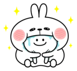 😍 161d67cd 토끼, 귀여운, 카와이, 행복한, 토끼, 반짝이 telegram sticker
