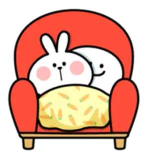 💤 37edc487 토끼, 토끼, 소파, 당근, 귀여운, 카와이, 만화, 애니메이션 telegram sticker