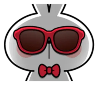 😎 61f43ec5 토끼, 선글라스, 나비 넥타이, 만화, 동물, 스티커 telegram sticker