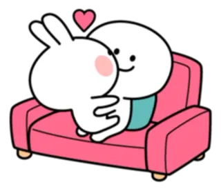 💞 be35233a 귀여운, 사랑, 커플, 만화, 토끼, 하트, 애정 telegram sticker