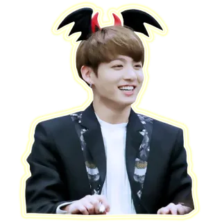 😁 094406f5 Jungkook K-Pop, BTS, Idola, Penyanyi, Pria, Tanduk setan telegram sticker