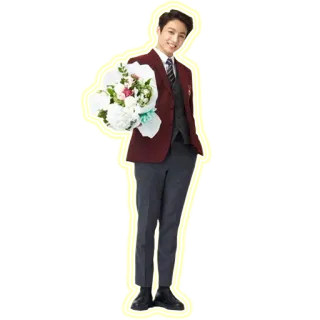 💐 33083a9f anak laki-laki, bunga, seragam, sekolah, senyum telegram sticker