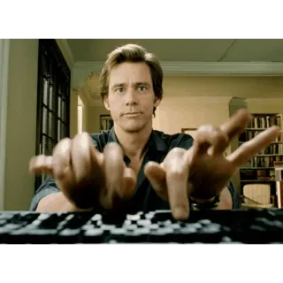 ⌨️ 8e8e19a9 Jim Carrey digitando, tastiera, divertente, attore, film telegram sticker