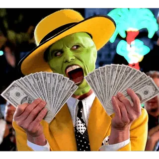 🤑 b33f4df8 The Mask commedia, film, cartoni animati, soldi, verde, giallo telegram sticker