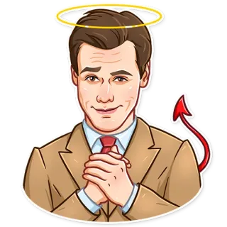 😇 9d7ffb2a นางฟ้า, ปีศาจ, ดี, ชั่วร้าย, ความเป็นคู่, รัศมี, เขา, การ์ตูน telegram sticker