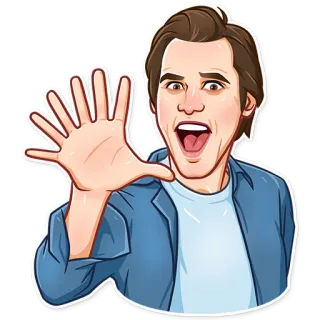 👋 eb487c3e Jim Carrey จิม แครี่, นักแสดง, ตลก, การ์ตูน, โบกมือ, ท่าทาง telegram sticker