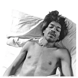 🤘 cc32e64a Jimi Hendrix jimi hendrix, musician, guitarist, legend, music icon, sixties, 1960s, bed telegram sticker