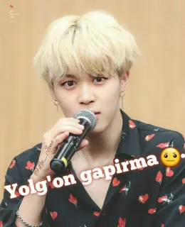 🌟 72a0299d Yolg'on gapirma 🤨. kpop, 歌手, 肖像, 麦克风, 音乐, 名人 telegram sticker
