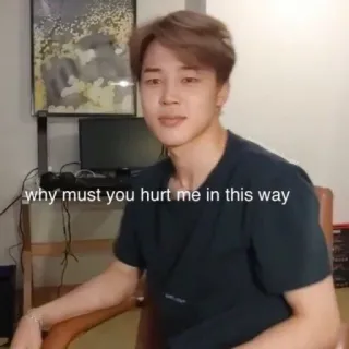 😢 39a90c9a Jimin why must you hurt me in this way jimin, triste, magoado, meme, kpop, emocional telegram sticker