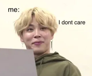 🙄 b3f35bee Park Jimin me: I dont care Meme, Jimin, Não ligo, Kpop, Expressão, Humor telegram sticker