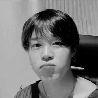 🖤 91477b51 orang, pria, k-pop, penyanyi, hitam putih, potret telegram sticker