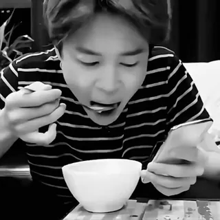 🪦 660d1dab eating, food, soup, spoon, person, bowl whatsapp sticker