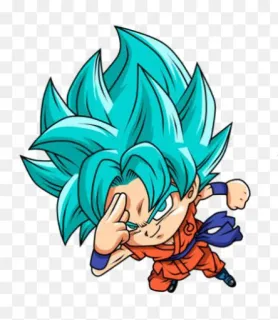 😌 3984d495 Goku Dragon Ball 손오공, 드래곤볼, 애니메이션, 만화, 슈퍼 사이어인, 격투, SD캐릭터, 파란 머리 telegram sticker