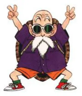 ✌️ 74bb36af Master Roshi Dragon Ball 무천도사, 드래곤볼, 애니메이션, 만화, 거북이, 무술, 평화 기호 telegram sticker