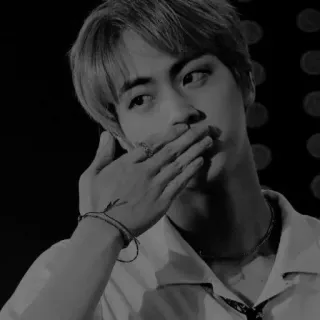 ✖️ 2eb85fd3 Jin kpop, piosenkarz, muzyka, portret, celebryta, czarno-białe telegram sticker