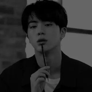 ✖️ c22543ea Jin kpop, piosenkarz, idol, muzyka, rozrywka, portret, czarno-białe telegram sticker