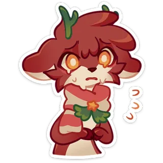 ⭐ 928f8298 cartoon, deer, crying, sad, anime, christmas, cute telegram sticker