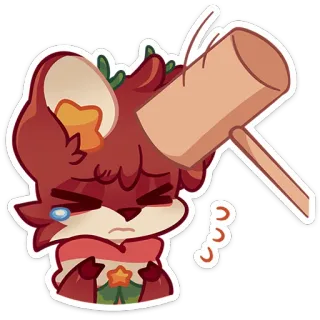 😵‍💫 f7fa7214 deer, cartoon, hammer, cute, sad, animal, sticker, furry telegram sticker