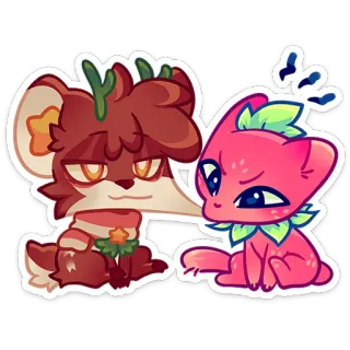 😐 d30dbd93 漫画, ステッカー, 可愛い, 動物, 狐, ベリー, 枝角, ちび telegram sticker