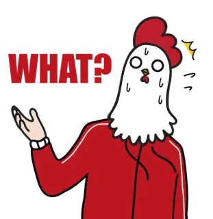 😱 699fde1f WHAT? 鸡, 困惑, 问题, 红色, 卡通 telegram sticker