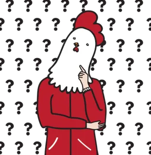 🤔 87297b8e 鸡, 动物, 鸟, 思考, 插图, 可爱, 卡通 telegram sticker