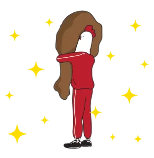❤️ ab314244 鸡, 星星, 卡通, 人物, 红色运动服 telegram sticker