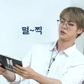 🐹 06480d0a Jin 멿~쬭 kpop, bts, jin, korean, glasses, reading telegram sticker