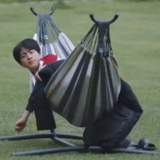 🐹 0fe8d3ab hammock, person, relaxing, outdoor, leisure, furniture telegram sticker