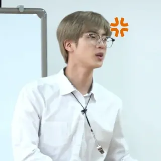 🐹 2baba639 Jin Jin, BTS, angry, portrait, person, kpop, glasses telegram sticker