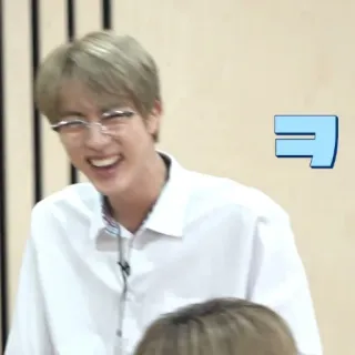 🐹 5428aab4 Jin ㅋ Korean Pop, Idol, Korean language, laughter, glasses, cute telegram sticker