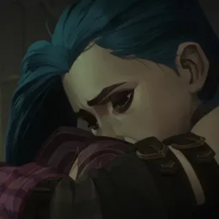 🦋 1a847bde Jinx Arcane anime, ragazza, triste, capelli blu telegram sticker