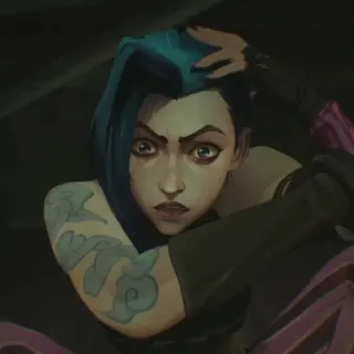 ❄️ 5fbeb804 Jinx Arcane Arcane, Jinx, League of Legends, capelli blu, cartone animato telegram sticker