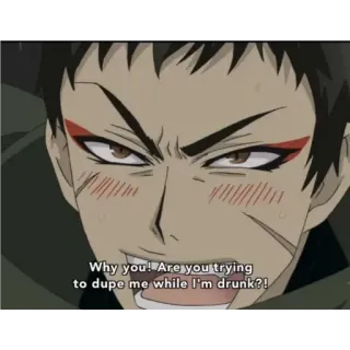 😶 217071f2 Why you! Are you trying to dupe me while I'm drunk?! Anime, Ekspresi, Minum, Pertanyaan, Marah telegram sticker