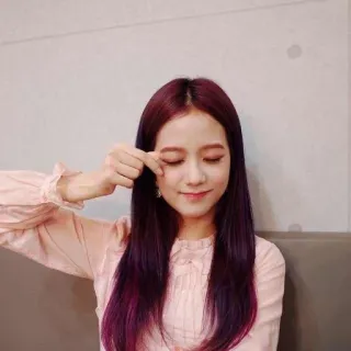 🦄 cf8e1213 Jisoo kpop, jisoo, blackpink, 歌手, 偶像, 紫色头发, 女性 telegram sticker