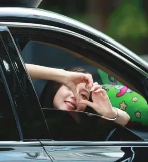 🦋 2dc2fc3c phụ nữ, xe hơi, trái tim, nụ cười, cửa sổ, cử chỉ, người telegram sticker