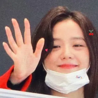 🙂 16cbd1c2 mujer, coreana, sonriendo, saludando, mascarilla, sofi whatsapp sticker