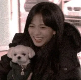 🌧 a4fb4b79 mujer, perro, sonriendo, mascota whatsapp sticker