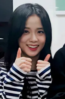 👍 91952e32 Jisoo pessoa, mulher, polegar para cima, positivo, kpop, cantor telegram sticker