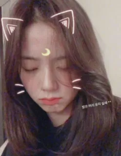 😽 d7d5a61a 밝은 머리 잊지 말자** mulher, orelhas de gato, beleza, asiática, menina telegram sticker