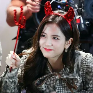 💙 7bdcac77 mulher, chifres de diabo, fofo, diabo, retrato, cosplay, halloween telegram sticker