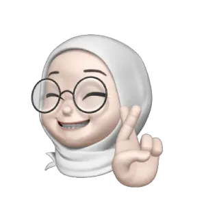 🦴 5fa0e5a0 이모지, 히잡, 안경, 손가락 꼬기, 행운, 아바타 telegram sticker