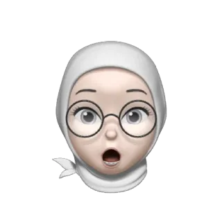 🦴 9af7051f 미모지, 놀란, 충격받은, 히잡, 헤드스카프, 아바타 telegram sticker