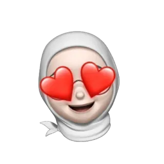 🦴 ba5f9f3f 이모지, 히잡, 하트 눈, 사랑, 애정, 이슬람, 무슬림 telegram sticker