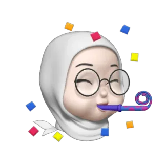 🦴 bc577fd1 축하, 파티, 색종이, 여자, 만화, 히잡, 안경, 나팔 telegram sticker